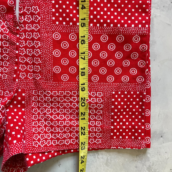 Vintage 1970s 70s Toddler Red Retro Bandana Patchwork Romper Playsuit Size 4-5T - Picture 7 of 7